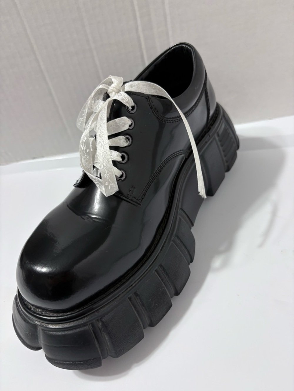 Jeffrey Campbell Black Barge Chunky Platform Oxford Shoes  Lace Up Punk Grunge 9 - Picture 11 of 16